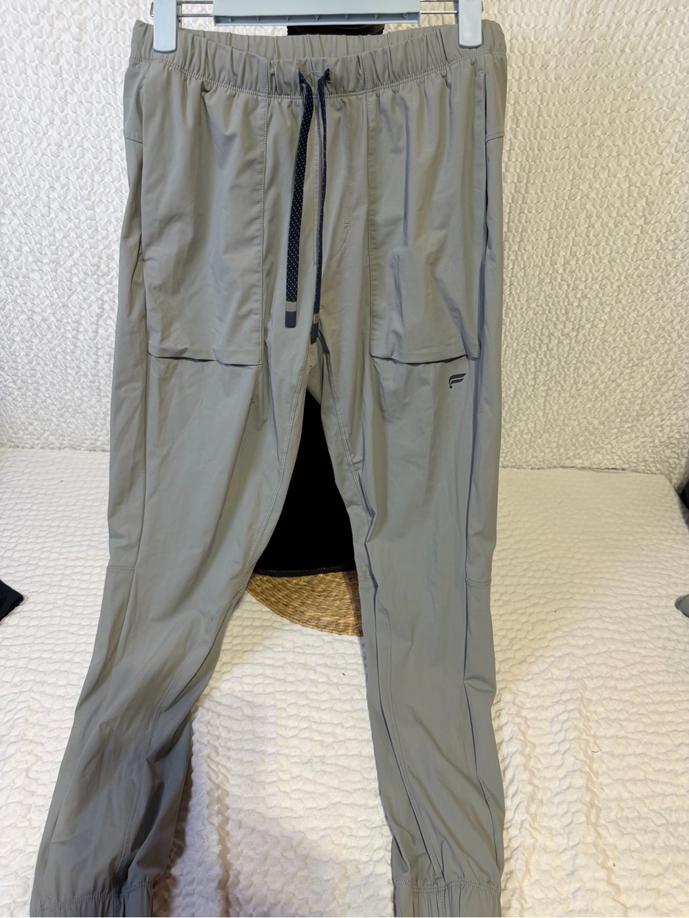 Fabletics Men's Light Gray Jogger Pants with Drawstring